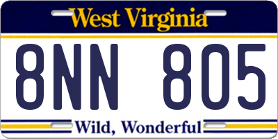 WV license plate 8NN805