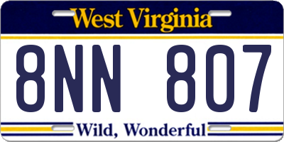 WV license plate 8NN807