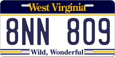 WV license plate 8NN809