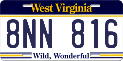 WV license plate 8NN816