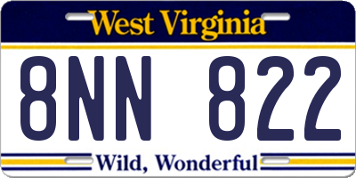 WV license plate 8NN822