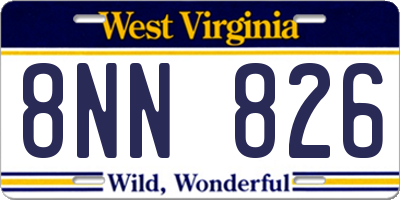 WV license plate 8NN826