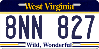 WV license plate 8NN827