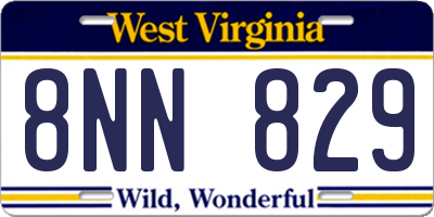 WV license plate 8NN829