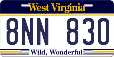 WV license plate 8NN830