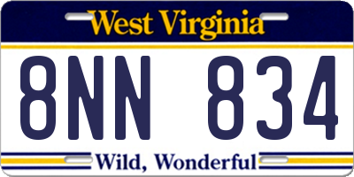 WV license plate 8NN834