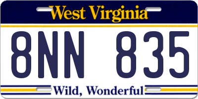WV license plate 8NN835