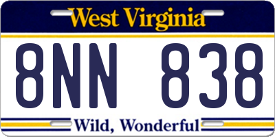 WV license plate 8NN838