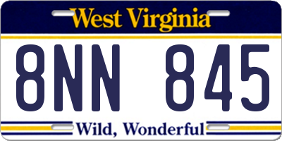 WV license plate 8NN845
