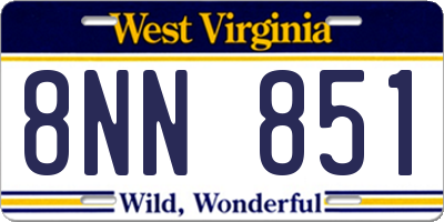 WV license plate 8NN851