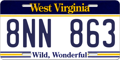WV license plate 8NN863