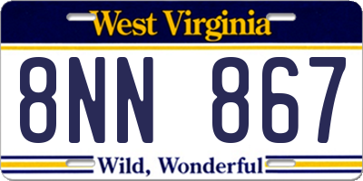 WV license plate 8NN867