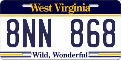 WV license plate 8NN868