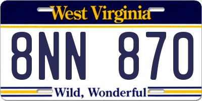 WV license plate 8NN870