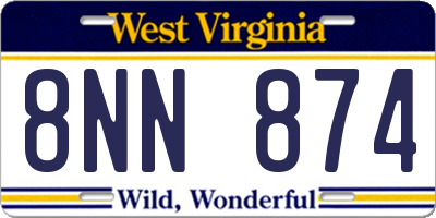 WV license plate 8NN874