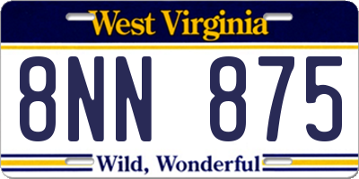 WV license plate 8NN875