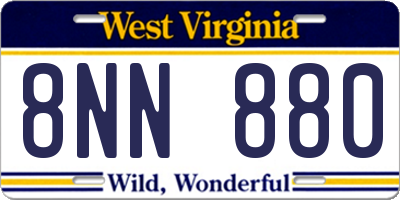 WV license plate 8NN880