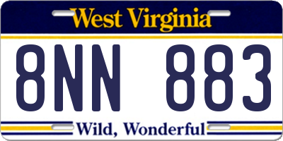 WV license plate 8NN883