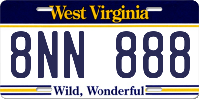 WV license plate 8NN888