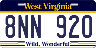 WV license plate 8NN920