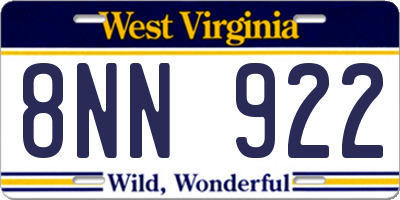 WV license plate 8NN922