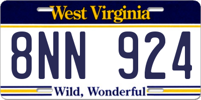 WV license plate 8NN924
