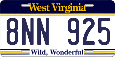 WV license plate 8NN925
