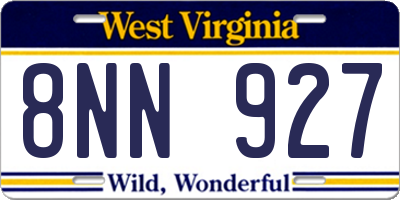 WV license plate 8NN927