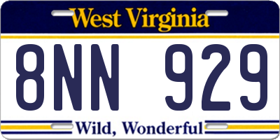 WV license plate 8NN929