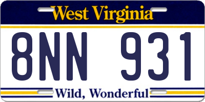 WV license plate 8NN931