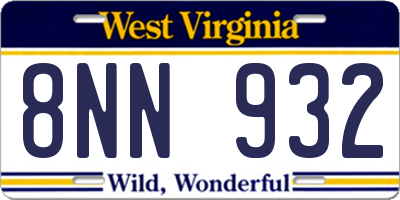 WV license plate 8NN932