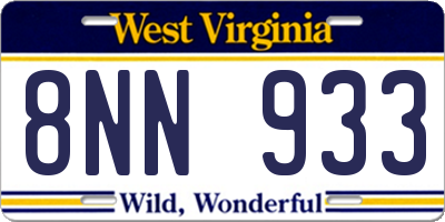 WV license plate 8NN933