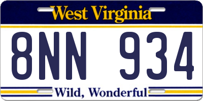 WV license plate 8NN934