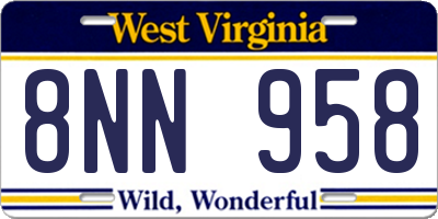WV license plate 8NN958