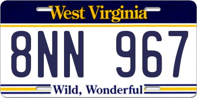 WV license plate 8NN967