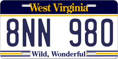 WV license plate 8NN980