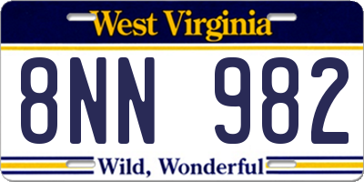 WV license plate 8NN982