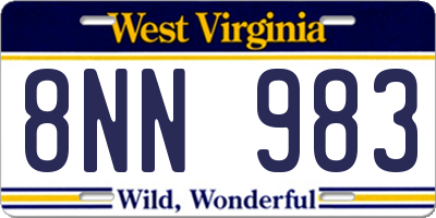 WV license plate 8NN983