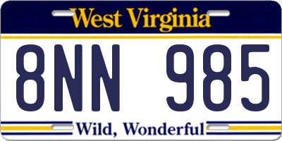 WV license plate 8NN985