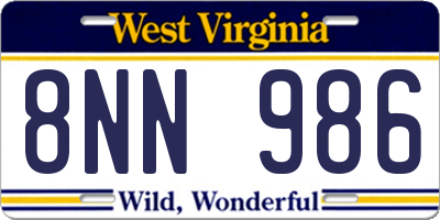 WV license plate 8NN986