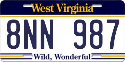 WV license plate 8NN987