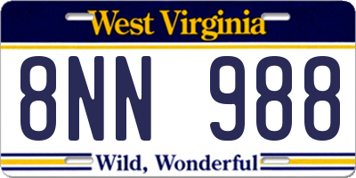 WV license plate 8NN988