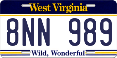WV license plate 8NN989