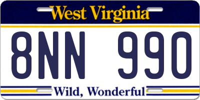 WV license plate 8NN990