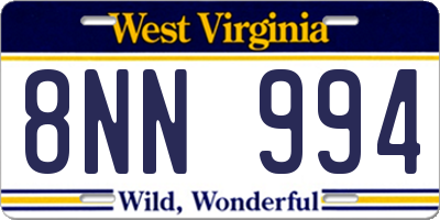 WV license plate 8NN994