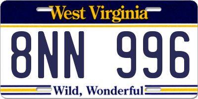 WV license plate 8NN996