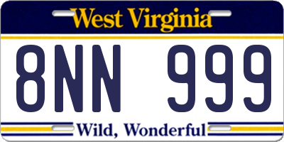 WV license plate 8NN999