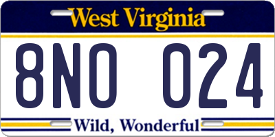 WV license plate 8NO024