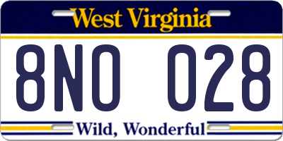 WV license plate 8NO028