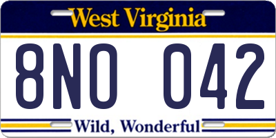 WV license plate 8NO042